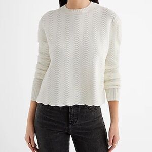 Express Crew Neck Sweater with Textured Knit in color ivory. NWT. Size XL.